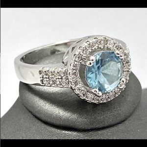 1.25ctw Sky Blue Topaz & White Sapphire Ring Size 7